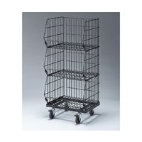 アズワン 高機能型ジャンブルバスケット 黒 3段 W54.4D46.3×H121 キャスター7.5cm 63-5728-06 1台（直送品）