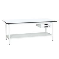 サカエ 軽量作業台(KAタイプ/均等耐荷重180kg/メラミン天板/H740mm/固定式/キャビネット・中板付) KAー096BTMW 1台（直送品）