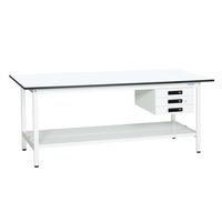 サカエ 軽量作業台(KAタイプ/均等耐荷重180kg/メラミン天板/H740mm/固定式/キャビネット・中板付) KAー097CTMW 1台（直送品）