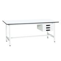 サカエ 軽量作業台(KAタイプ/均等耐荷重180kg/メラミン天板/H740mm/固定式/キャビネット付) KAー097CMW 1台（直送品）