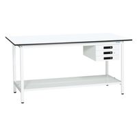 軽量作業台(KADタイプ/均等耐荷重180kg/メラミン天板/H900mm/固定式/キャビネット・中板付) KADー187CTMW 1台（直送品）