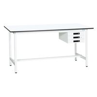 サカエ 軽量作業台(KADタイプ/均等耐荷重180kg/メラミン天板/H900mm/固定式/キャビネット付) KADー187CMW 1台（直送品）