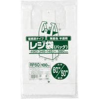 ジャパックス レジ袋(半透明)省資源 ベロ付きブロック・エンボス 関東60号/関西50号 厚み0.018mm RF60 1冊(100枚)