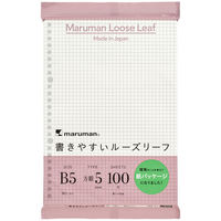 マルマン 書きやすいルーズリーフ B5 5mm方眼罫 100枚入 26穴 紙パッケージ L1207HK 1冊