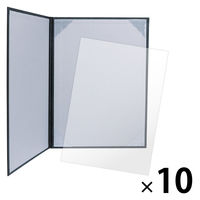 ササガワ 証書ファイル A4 レザー調 銀灰黒 10-6003 1セット（1冊×10）