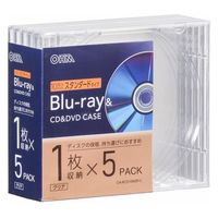 オーム電機 Blu-ray&CD&DVDケース 厚み10mm クリア 5個パック 01-7217 1セット(25個)（直送品）