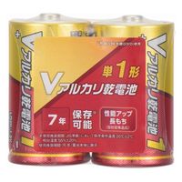 オーム電機 Vアルカリ乾電池 単1形 2本パック 08-4029 1セット(12本)（直送品）