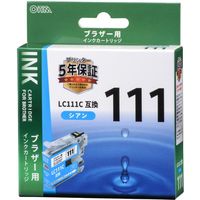 オーム電機 ブラザー LC111C対応 互換インクカートリッジ シアン INK-B111B-C 1セット(3個)（直送品）