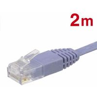 オーム電機 LANケーブル カテゴリー6 フラット 2m PC-N1064 1セット(5個)（直送品）