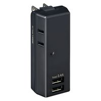 ELPA 耐雷USBタップ 2個口 2ポート 3.4A UA-223SB(BK) 1個（直送品）