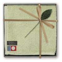 包む 今治タオル ハンカチ ギフトラッピングトレー入り グリーン AA078 1セット(1個×2)