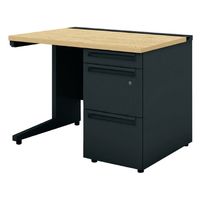 【組立設置込】プラス US 片袖机 幅1000×奥行600×高さ720ｍｍ ウォルナット×ブラック UR-106WA-3 LW/SBK 1台（直送品）