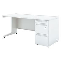 【組立設置込】プラス US-W 片袖机 幅1600×奥行700×高さ720ｍｍ ホワイト×ホワイト UR-167WAL-3 W4/W4 1台（直送品）