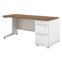 【組立設置込】プラス US-W 片袖机 ウォルナット×ホワイト UR-167WDL-3 PW/W4 1台（直送品）