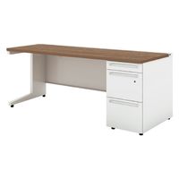 【組立設置込】プラス US-W 片袖机 ウォルナット×ホワイト UR-186WA-3 PW/W4 1台（直送品）