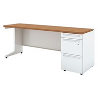 【組立設置込】プラス US-W 片袖机 ミディアムウッド×ホワイト UR-186WA-3 T2/W4 1台（直送品）