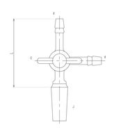 旭製作所 摺付三方コックI型 オス PTFEコック 19/22 80mm 2452-3M 1個 65-1838-13（直送品）