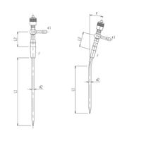 反応容器用高真空グリースレスバルブ付キャピラリー管 高真空グリースレスバルブ 芯棒材質:PTFE 500mL 3390-500-0M-V-9 1個（直送品）