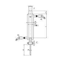 ジョイント付二重管式クロマトカラム(コック・フィルター付) ガラスコック ウォーターコネクター仕様 Φ20L:300 3836-20/300-4L-W（直送品）