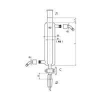 ジョイント付二重管式クロマトカラム(コック付) ガラスコック ウォーターコネクター仕様 Φ15L:500 3840-15/500-3L-W 1個（直送品）