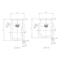 旭製作所 二重管式セパラ反応容器 15A 端部タイプ Oリング溝・撹拌バッフル付 3032-1/100A-M-GA 1個（直送品）