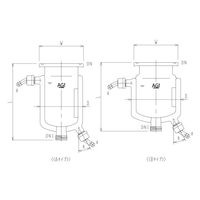 旭製作所 二重管式セパラ反応容器 ホース口タイプ・弁座付 Oリング溝・撹拌バッフル付 3052-2/120A-H-GA 1個（直送品）