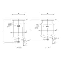 旭製作所 二重管式セパラ反応容器 15A 端部タイプ・弁座付 Oリング溝・撹拌バッフル付 3052-6/200A-M-GA 1個（直送品）