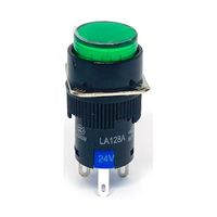 共立電子産業 照光式プッシュスイッチ 丸形 オルタネイト 緑色 24V LA128AY-11DZ-24V-G 1個 65-9397-08（直送品）