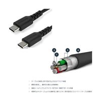 USBーC ケーブル/1m/USB 2.0/急速充電・データ転送/60W/アラミド繊維補強/オス・オス/ブラック RUSB2CC1MB 1個（直送品）