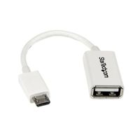 USBマイクロB OTG変換アダプタ 12cm ホワイト TypeーA(メス) ー MicroーB(オス) UUSBOTGW 1個（直送品）