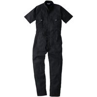 桑和 9007 半袖つなぎ ブラック L 9007-04-L 1着 530-2825（直送品）