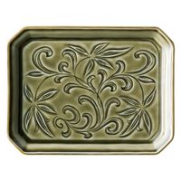 みやび街道　銘々皿 ユリ唐草　織部長角銘々皿 [ 4個入 ]　mkd-04711714　[ 4個入 ]（直送品）