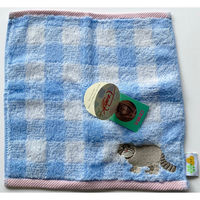 【ふわふわのやわらかパイル使用】日繊商工 「マヌルネコ」モチーフのタオルチーフ HZ617 1箱（10枚入）（直送品）