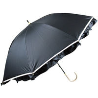 CELNE 日傘 綿 ブラック 手開き 美品 アテイン 47cm 手開き傘 長傘 晴雨兼用 日傘 パイピングフリル