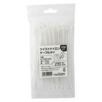 ジャステム ツイストナイロンケーブルタイ 150mm ホワイト 23030099 1セット(100本入)（直送品）