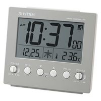 RHYTHM（リズム） フイットウェーブD236 グレー 置時計 [電波 温度 カレンダー] 幅100×高さ91mm 1個