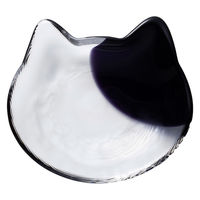 アデリア ココネコ ガラス皿 小皿 ブチ黒 径12.8×高さ2.2cm 日本製 化粧箱入り 1枚 石塚硝子
