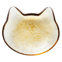 アデリア ココネコ ガラス皿 小皿 茶 径12.8×高さ2.2cm 日本製 化粧箱入り 1枚 石塚硝子