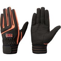 トンボ トンボレックス 人工皮革製手袋 ブラック×オレンジ E-129BK LL 1双 521-7810（直送品）