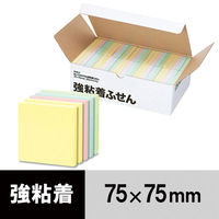 【旧品】アスクル 強粘着ふせん 75×75mm パステルカラー 1箱（50冊入）  オリジナル