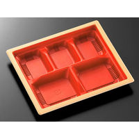 中央化学 弁当容器 CT WF-22I-27 赤木目BK 身L 24653 1袋(50個)（直送品）