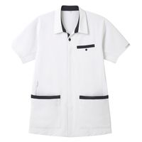 アプロンアパレル メンズシャツジャケット(ホワイト×ネイビー)Lサイズ 607-80AP-L 1枚（直送品）