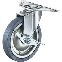 ハンマーキャスター ハンマー Eシリーズコーナー 旋回式ゴム車輪(スチールホイール)100mm ストッパー付 215E-PR100 1個（直送品）