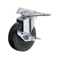 ハンマーキャスター ハンマー Eシリーズコーナー 旋回式ゴム車輪(ローラーベアリング)150mm ストッパー付 215E-RDB150 1個（直送品）