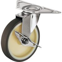 ハンマー Eオールステンレスコーナー 旋回式ウレタン車輪(ナイロンホイール)100mm ストッパー付 215S0E-UR100 1個（直送品）