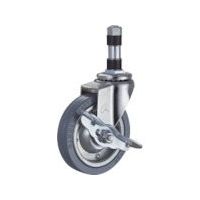 ハンマーキャスター ハンマー パイプ差込み旋回式ゴム車輪(スチールホイル)75mm φ18用 ストッパー付 4152EX-PR75 1個（直送品）