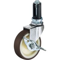 ハンマー パイプ差込み旋回式ウレタン車輪(ナイロンホイル)65mm φ22~24用 ストッパー付 4153EU-UR65 1個（直送品）