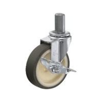 ハンマーキャスター ハンマー 差込み旋回式ウレタン車輪(ナイロンホイール)100mm ストッパー付 415EK-UR100 1個（直送品）