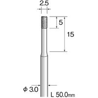 ミニター ミニモ 精密電着ダイヤモンドバー 超硬軸#100 φ2.5 JA1024 1本 852-7792（直送品）