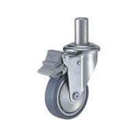 ハンマーキャスター ハンマー 差込み旋回式ゴム車輪 75mm トータルロック 916EK-PR75 1個 814-3389（直送品）